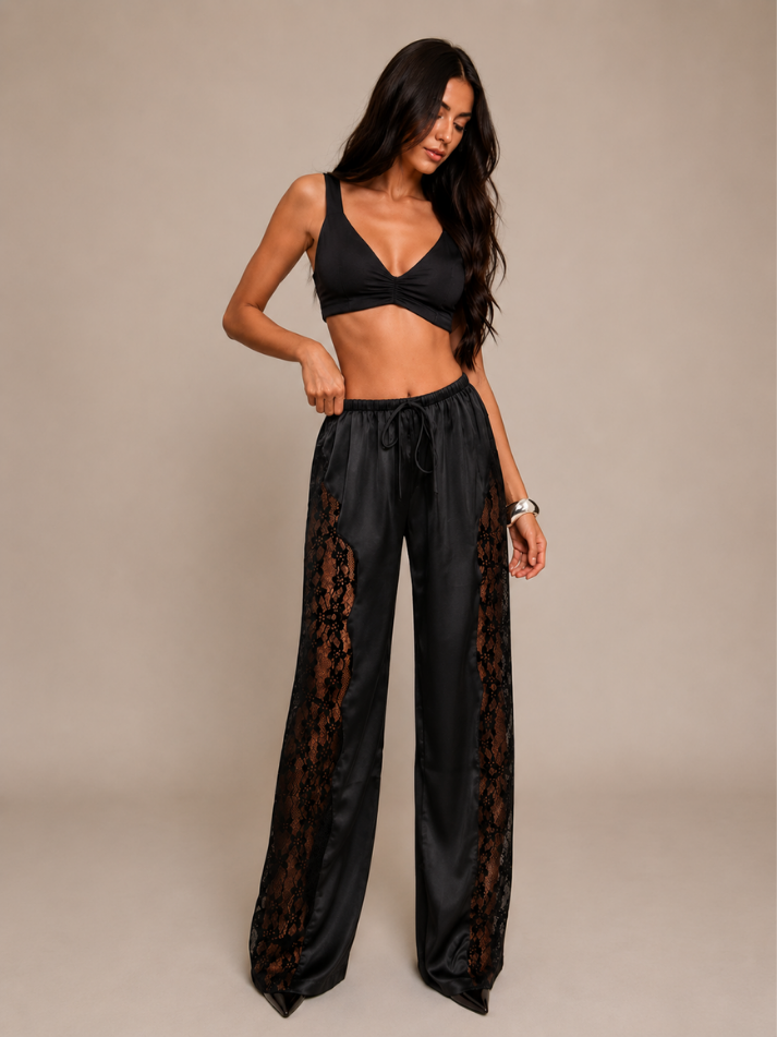 Calça Acetinada Lace Essence - Casual Chic l CAROL ESPAÇO FASHION