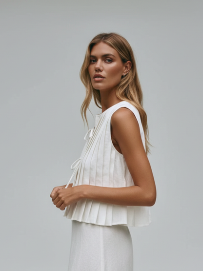 Blusa Peplum Branca com Amarração Frontal - Boho l CAROL ESPAÇO FASHION