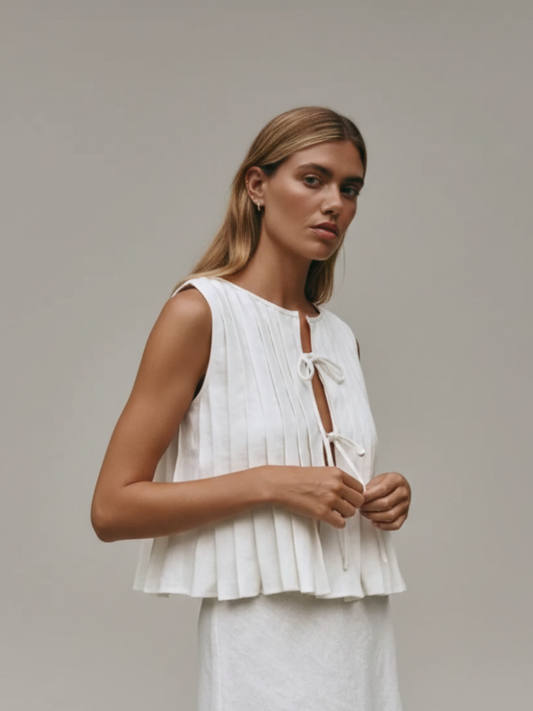 Blusa Peplum Branca com Amarração Frontal