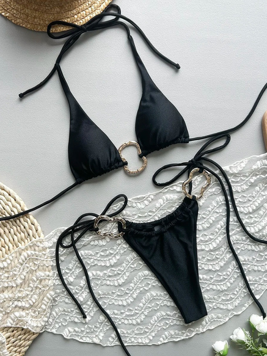 Biquini Asa Delta Argola Dourada Ilha do Mel