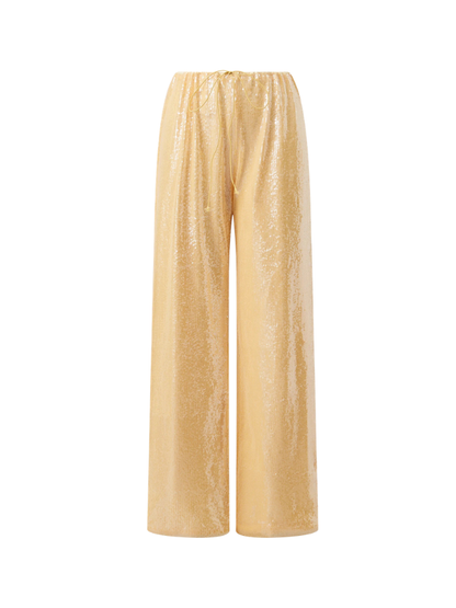 Calça Wide Leg de Paetês "Golden Sand" - Moda Festa l CAROL ESPAÇO FASHION
