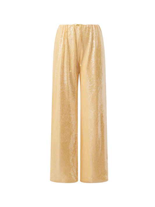 Calça Wide Leg de Paetês "Golden Sand" - Moda Festa l CAROL ESPAÇO FASHION