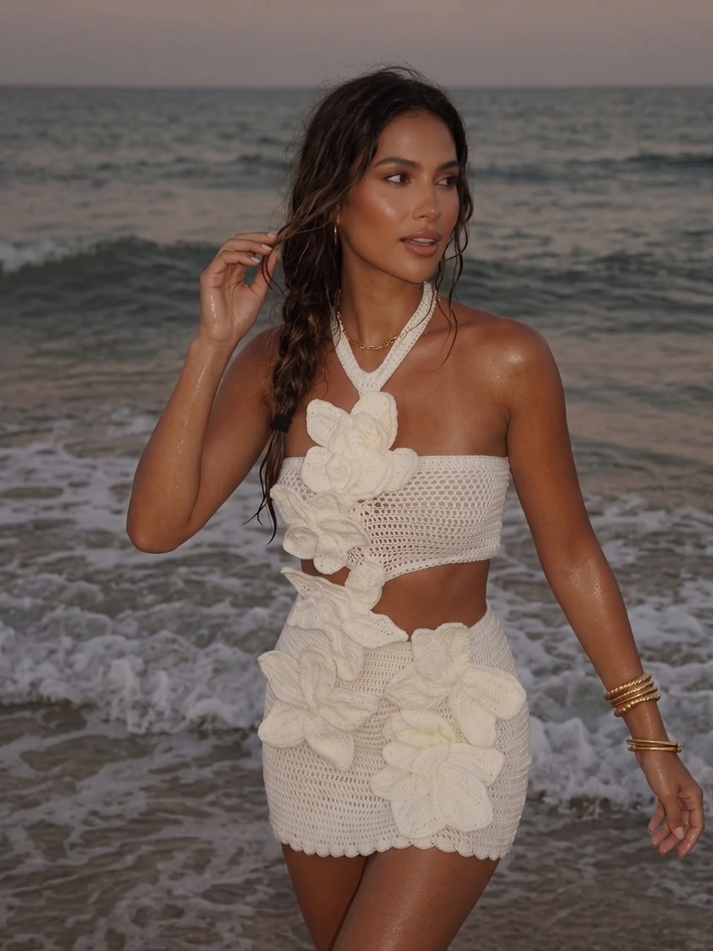 Vestido Curto Tricô Lovely Ran - Moda Praia l CAROL ESPAÇO FASHION