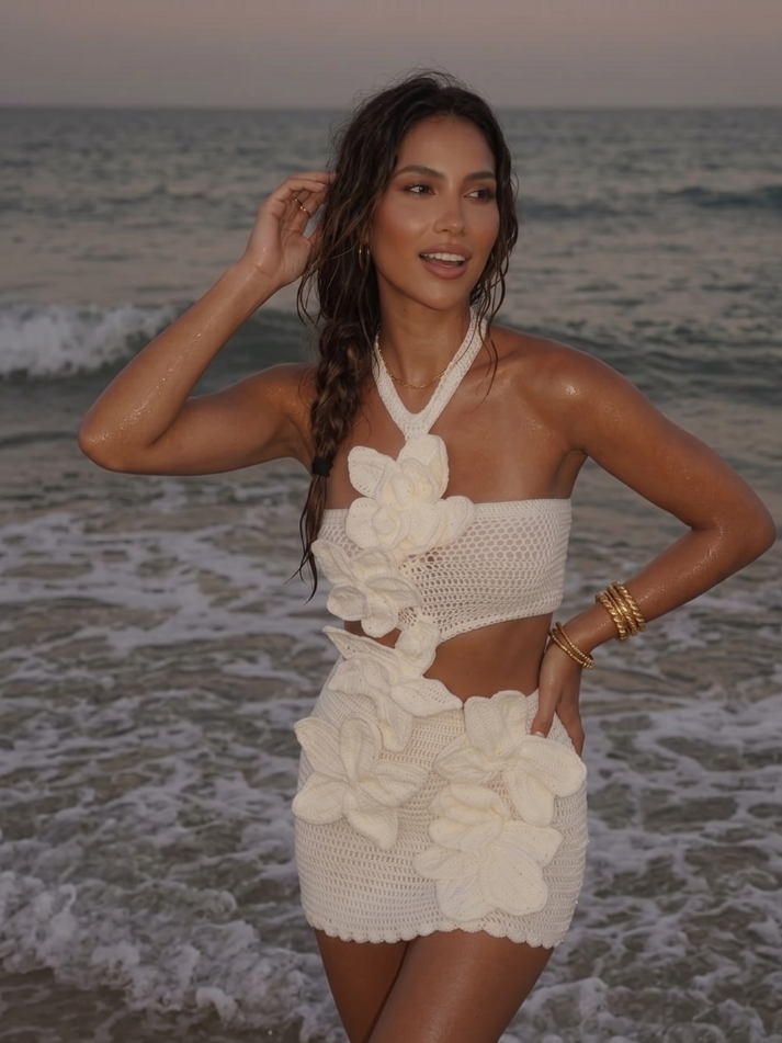 Vestido Curto Tricô Lovely Ran - Moda Praia l CAROL ESPAÇO FASHION