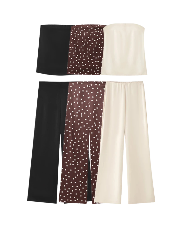 Vestido Conjunto Cetim Poá Elegance - Casual Chic l CAROL ESPAÇO FASHION