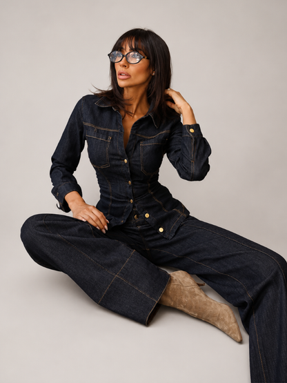 Conjunto All Jeans Feminino Denim - Alfaiataria l CAROL ESPAÇO FASHION