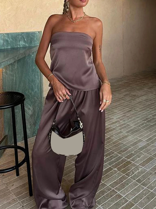 Conjunto Satin Mocha Elegance - Casual Chic l CAROL ESPAÇO FASHION