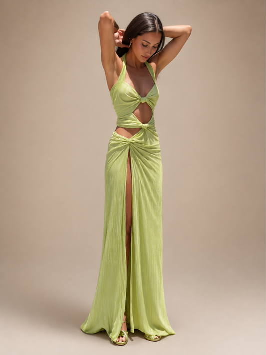 Vestido Longo Frente Única Verde Menta - Moda Festa l CAROL ESPAÇO FASHION