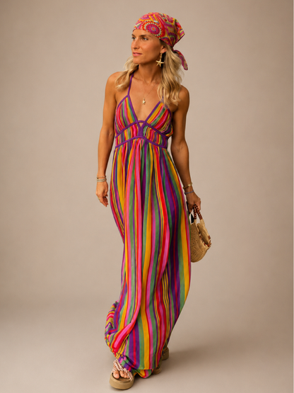 Vestido Longo Furta Cor - Primavera Verão l  CAROL ESPAÇO FASHION