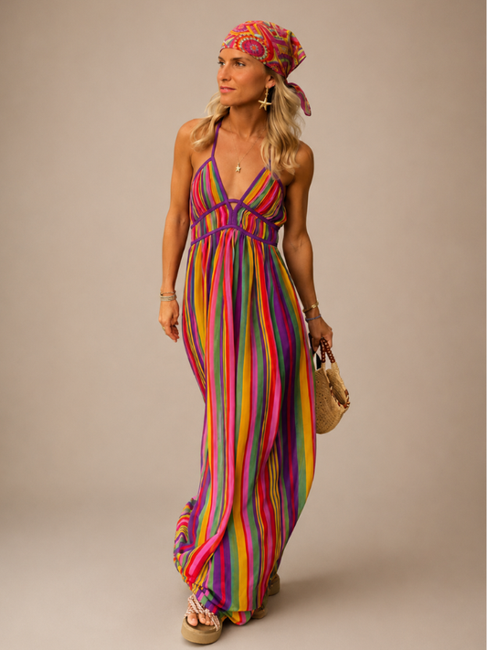 Vestido Longo Furta Cor - Primavera Verão l  CAROL ESPAÇO FASHION