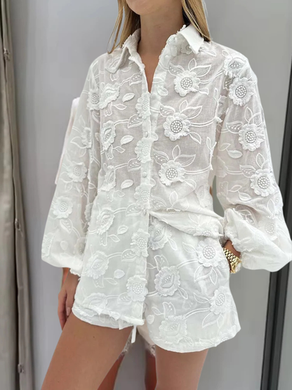 Conjunto Floral Blanc Étoile - Casual Chic l CAROL ESPAÇO FASHION