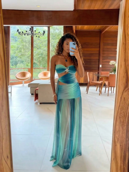 Vestido Longo Sereia dos Mares - Moda Praia | CAROL ESPAÇO FASHION