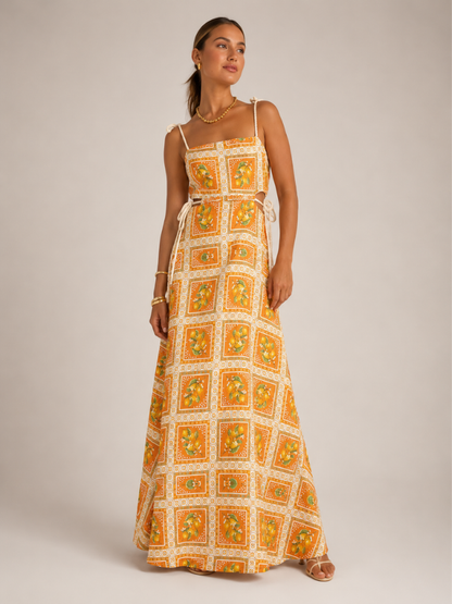 Vestido Longo Estampa Siciliana - Moda Praia l CAROL ESPAÇO FASHION