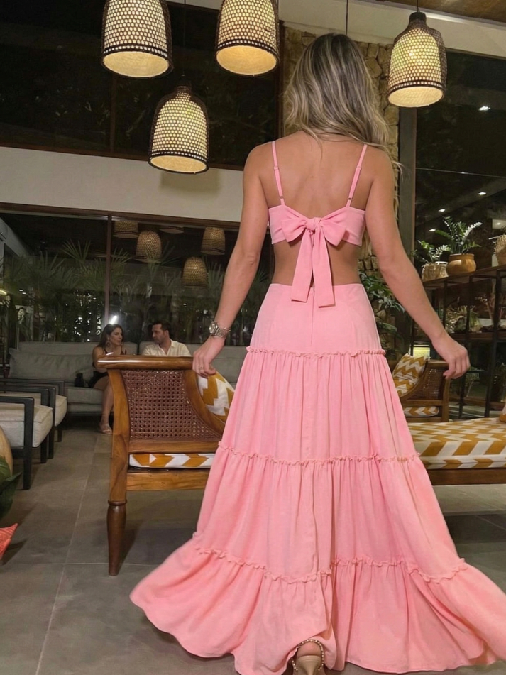 Vestido Longo Godê Camadas - Moda Festa l CAROL ESPAÇO FASHION