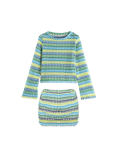 Conjunto Cropped Manga Longa e Mini Saia Angra  - Resort l CAROL ESPAÇO FASHION