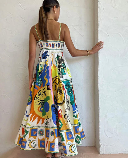 Vestido Longo Estampado de Verão - Moda Elegante l CAROL ESPAÇO FASHION