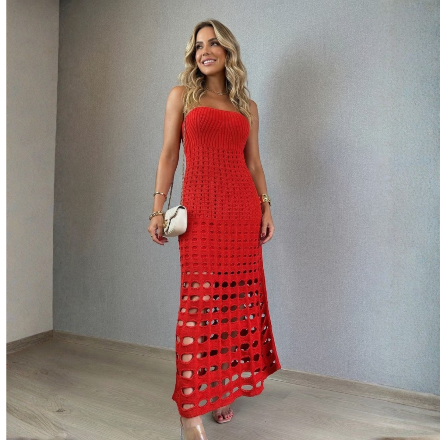 Vestido Longo Tricô - Moda Festa l CAROL ESPAÇO FASHION