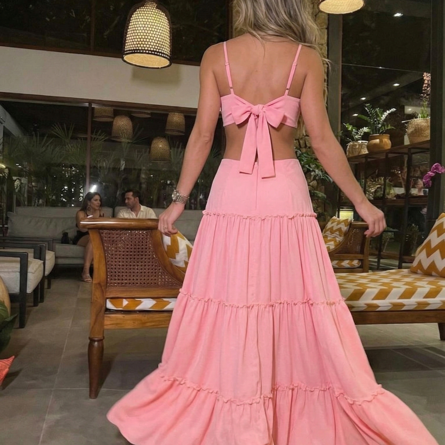 Vestido Longo Godê Camadas - Moda Festa l CAROL ESPAÇO FASHION