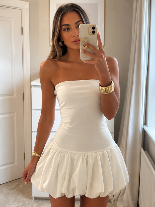 Vestido Balonê Bubble Branco - Moda Praia | CAROL ESPAÇO FASHION