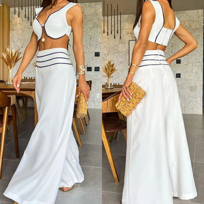 Conjunto Feminino Top e Calça Pantalona de Luxo