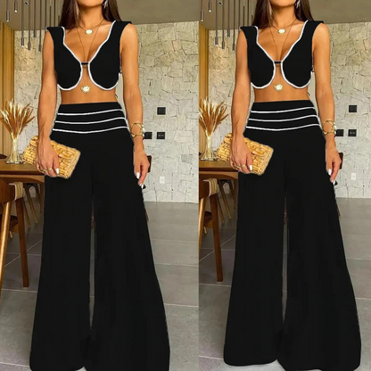 Conjunto Feminino Top e Calça Pantalona de Luxo