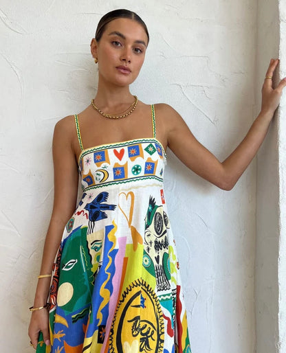 Vestido Longo Estampado de Verão - Moda Elegante l CAROL ESPAÇO FASHION