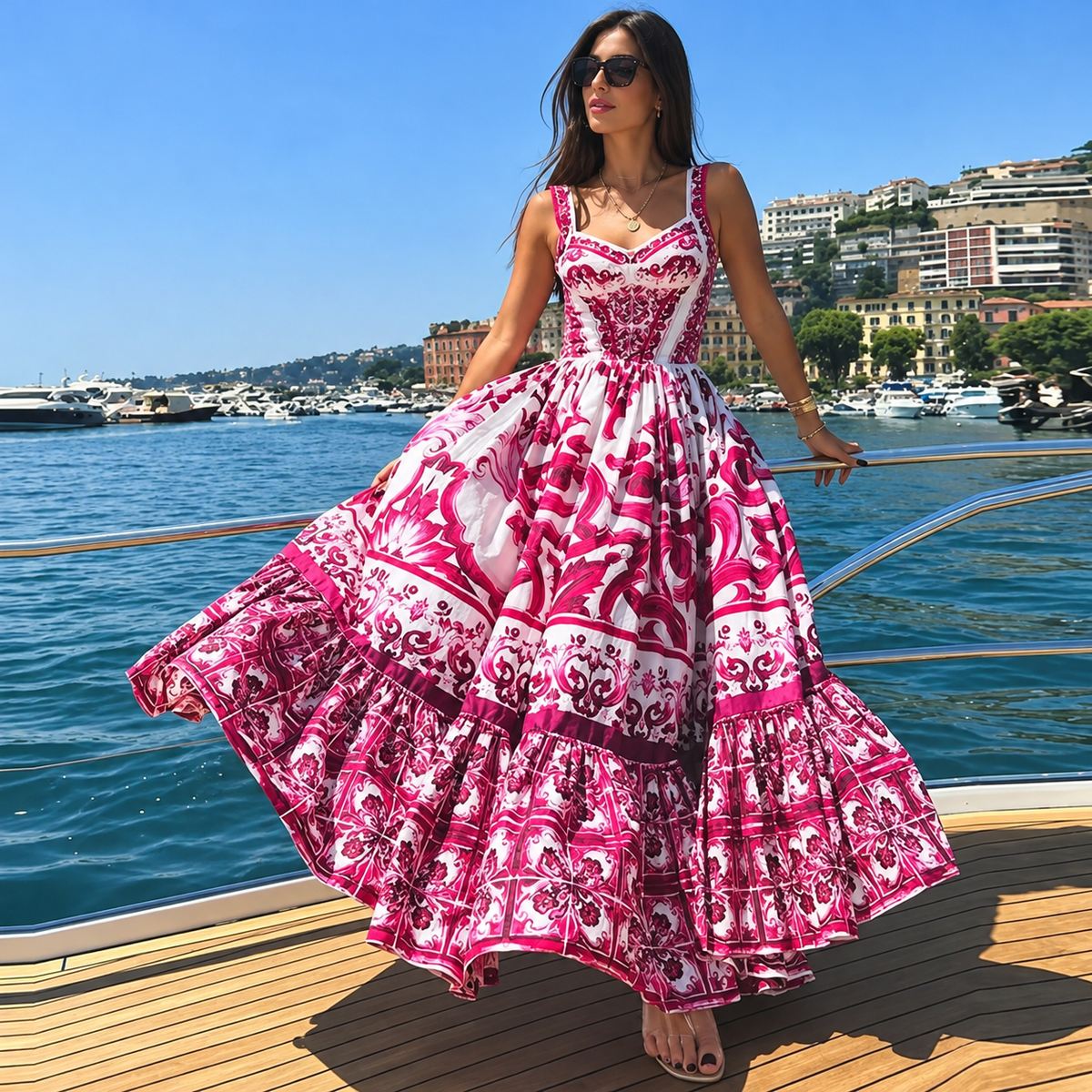 Vestido Midi Azulejo - Primavera Verão l CAROL ESPAÇO FASHION