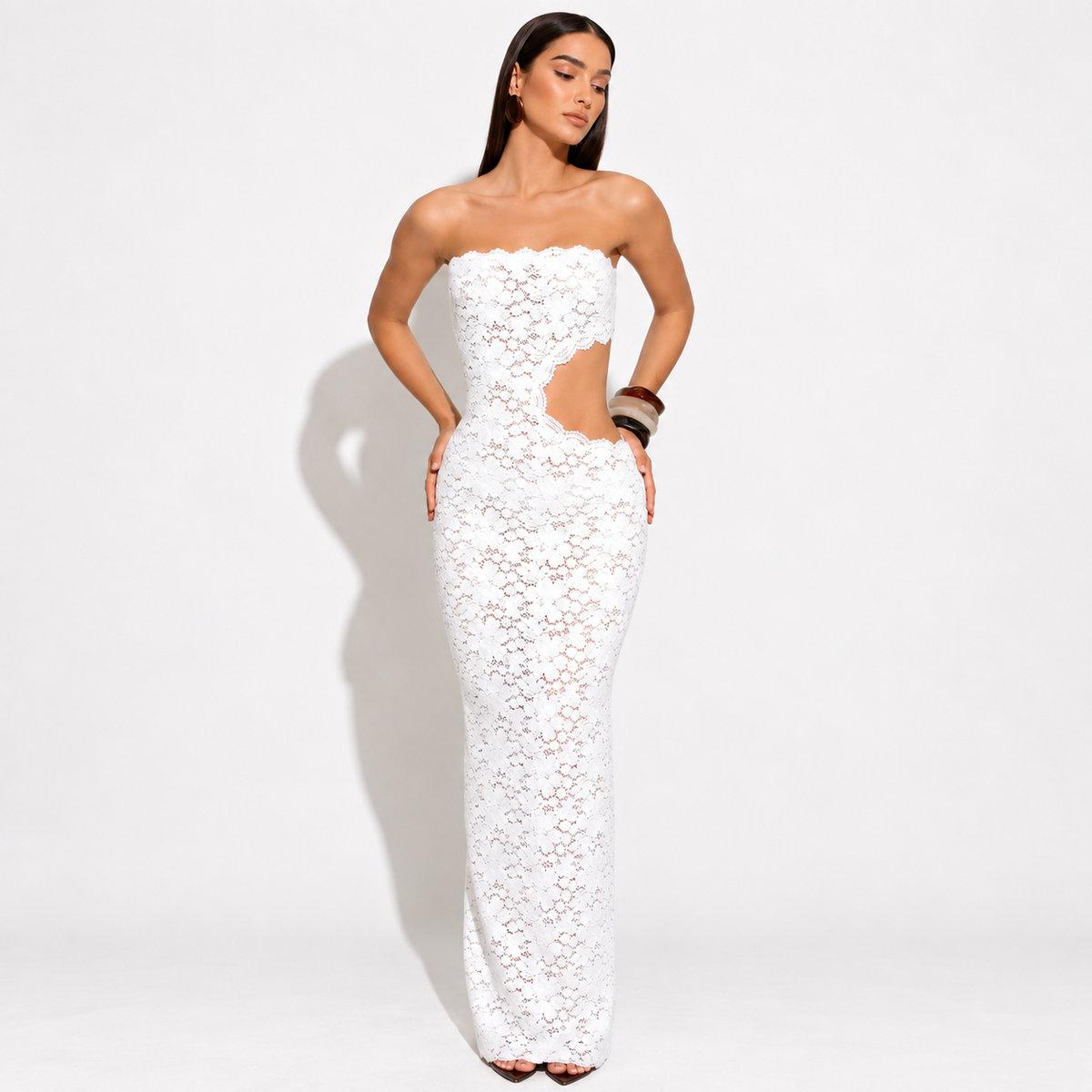 Saida Vestido Longa Renda Psarou - Moda Praia | CAROL ESPAÇO FASHION