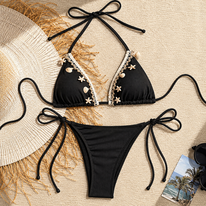 Biquini Curtinha Detalhes Estrelas do Mar - Moda Resort l CAROL ESPAÇO FASHION