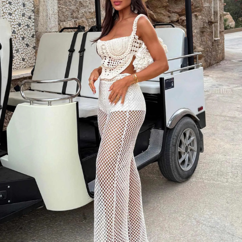 Conjunto Deville Crochê Artesanal Calça Tela Premium