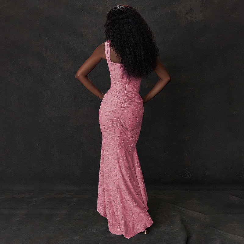 Vestido Longo Imperial Drapeado - Moda Festa l CAROL ESPAÇO FASHION