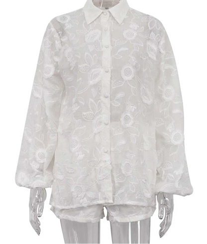 Conjunto Floral Blanc Étoile - Casual Chic l CAROL ESPAÇO FASHION