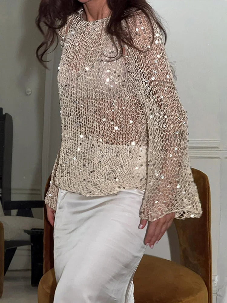 Blusa Tricot Paetê - Casual Chic l CAROL ESPAÇO FASHION