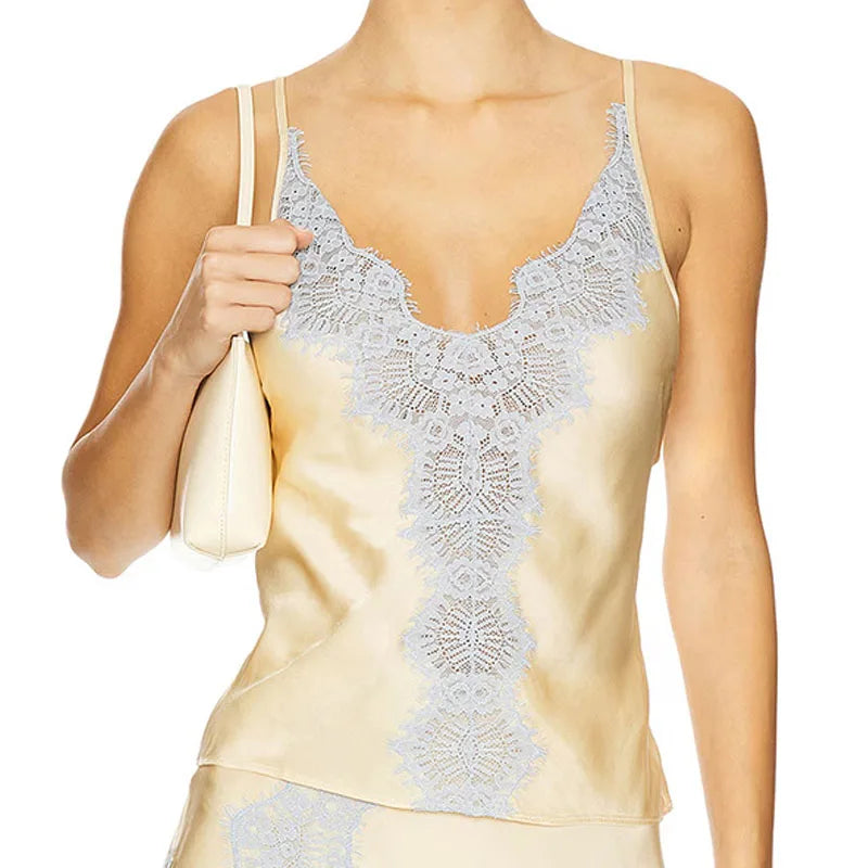 Conjunto Feminino Seda Com Renda