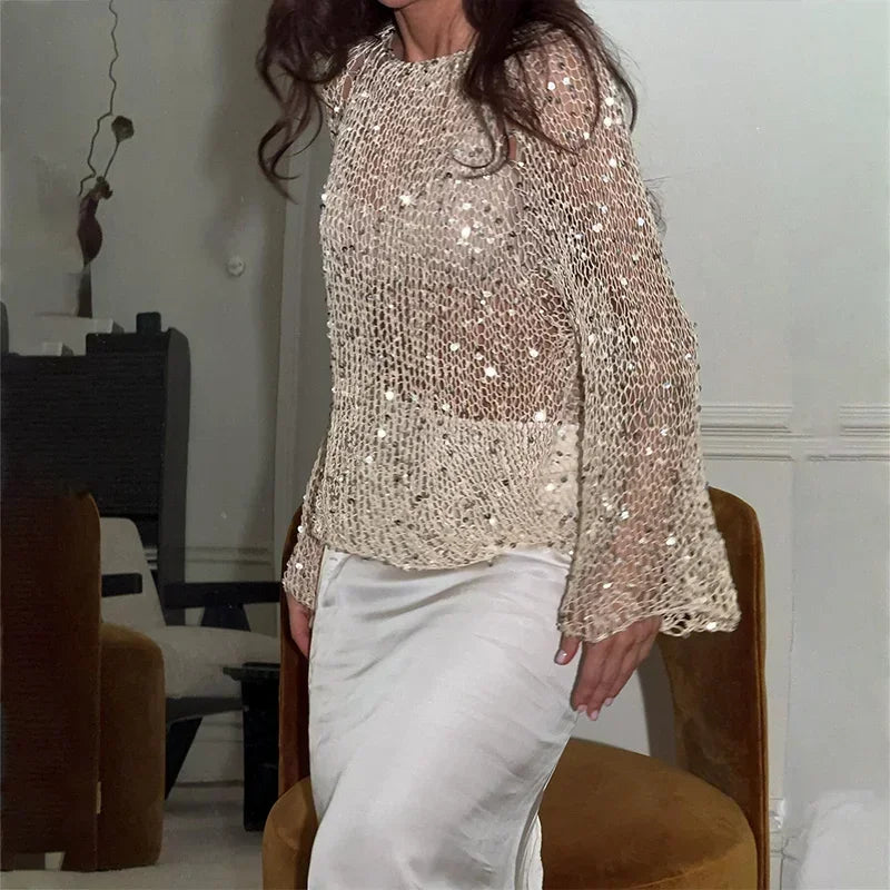Blusa Tricot Paetê - Casual Chic l CAROL ESPAÇO FASHION