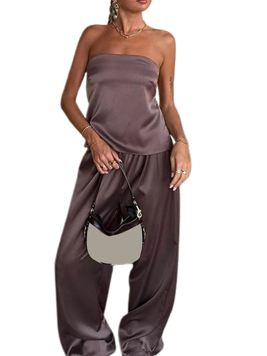 Conjunto Satin Mocha Elegance - Casual Chic l CAROL ESPAÇO FASHION
