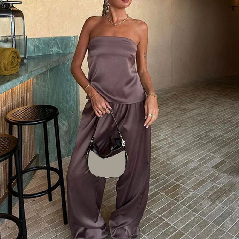 Conjunto Satin Mocha Elegance - Casual Chic l CAROL ESPAÇO FASHION