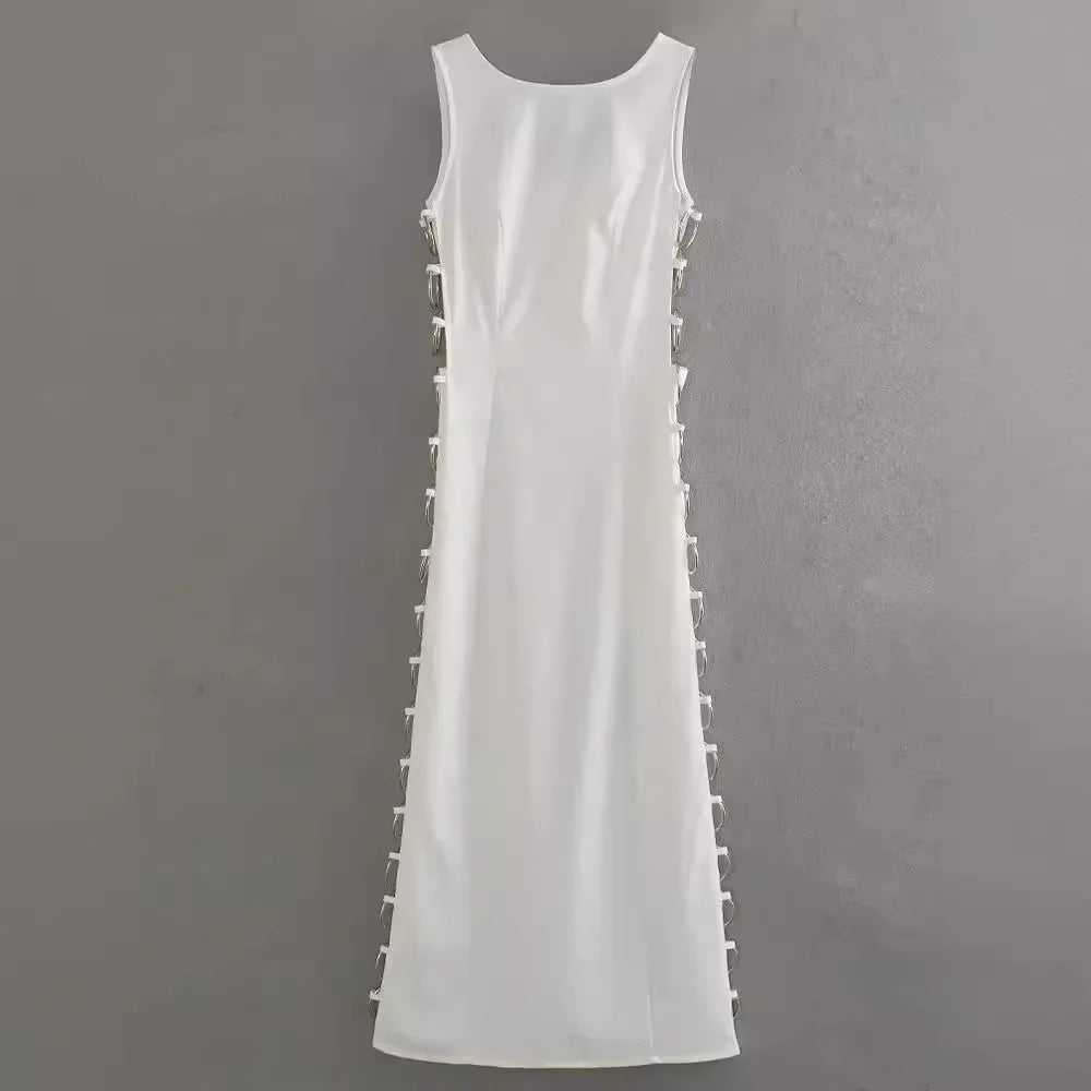 Vestido Longo Argolas Laterais