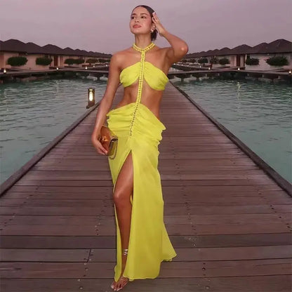 vestido , vestidoamarelolongo ,vestidolongoamarelo 