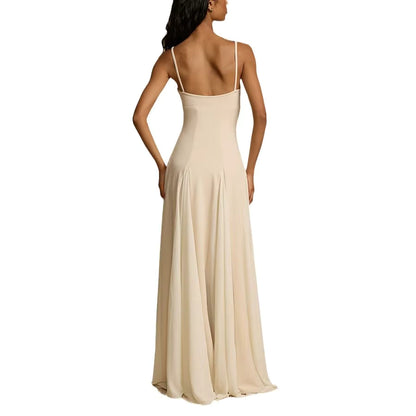 Vestido Longo Fluido com Alças Finas - Moda Festa l CAROL ESPAÇO FASHION