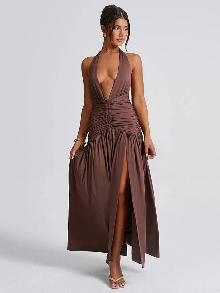 vestido , vestidolongo ,vestidomarrom, vestidolongofenda
