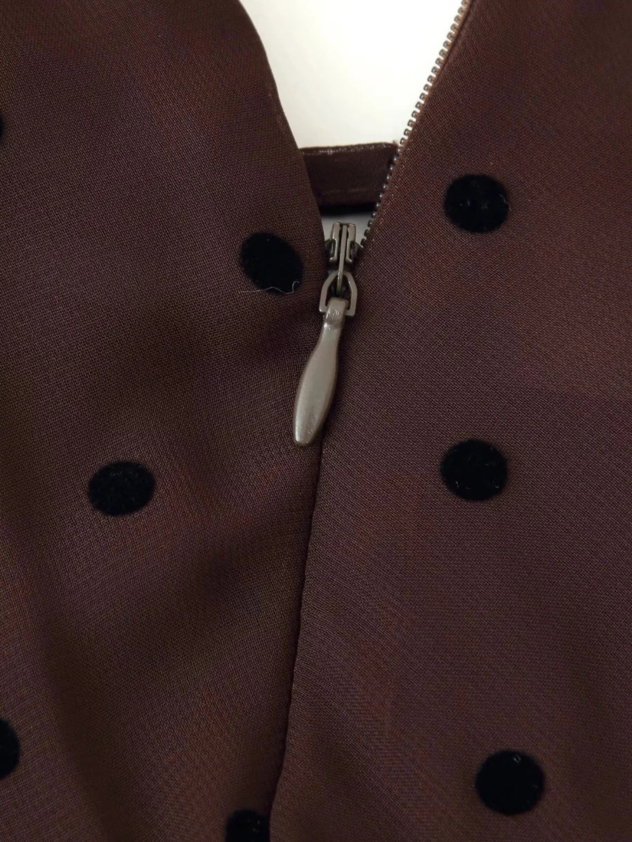 Vestido Longo Poá Choco Elegance