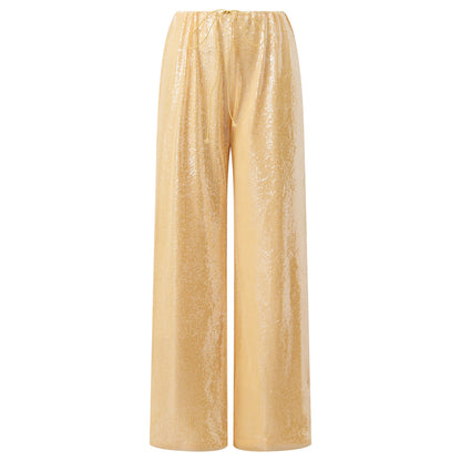 Calça Wide Leg de Paetês "Golden Sand" - Moda Festa l CAROL ESPAÇO FASHION