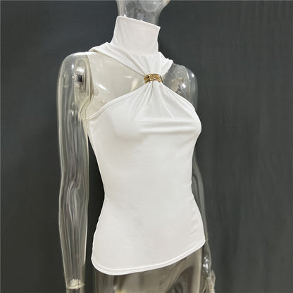 Blusa Gold Gola Alta Nakeds com Detalhe Metálico