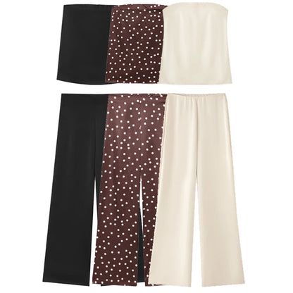 Vestido Conjunto Cetim Poá Elegance - Casual Chic l CAROL ESPAÇO FASHION