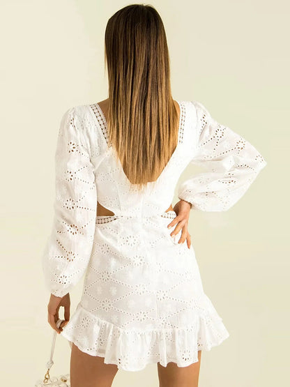 Vestido Curto Lese Manga Longa