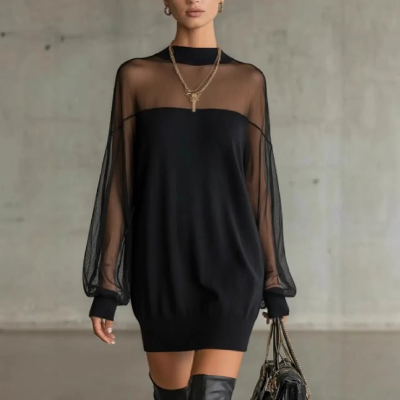Vestido Curto Tule Noir