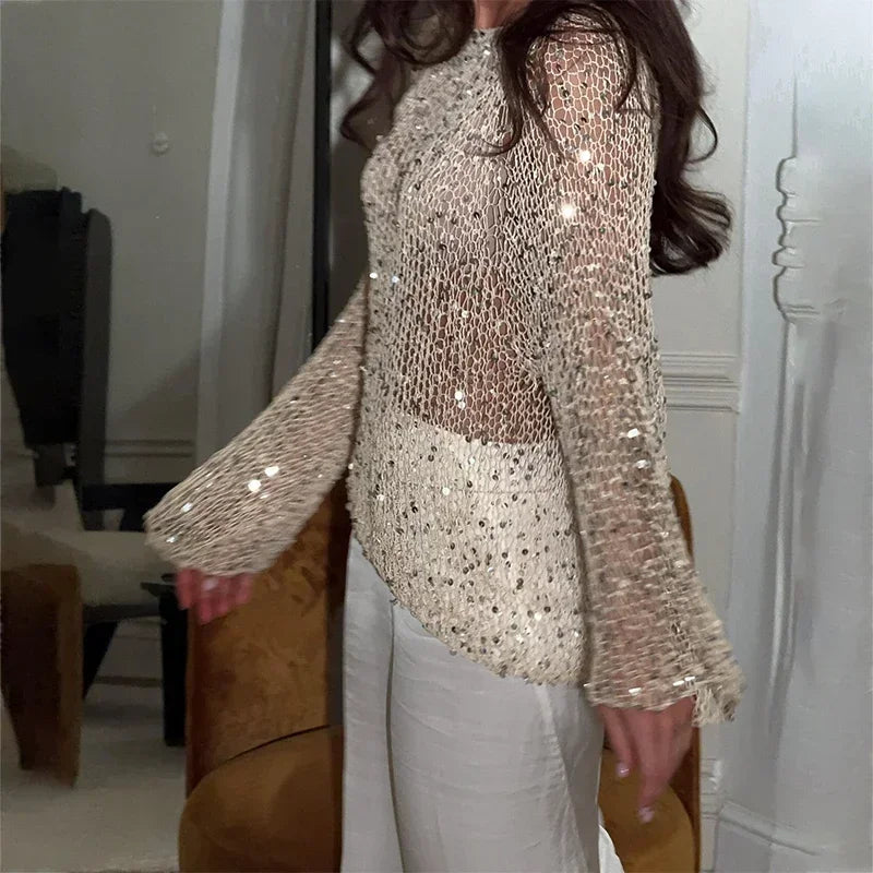Blusa Tricot Paetê - Casual Chic l CAROL ESPAÇO FASHION