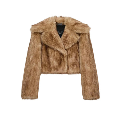 Jaqueta Cropped de Pelo Sintético Luxe