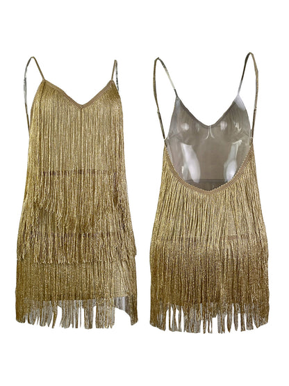 Vestido Curto Backless Franja
